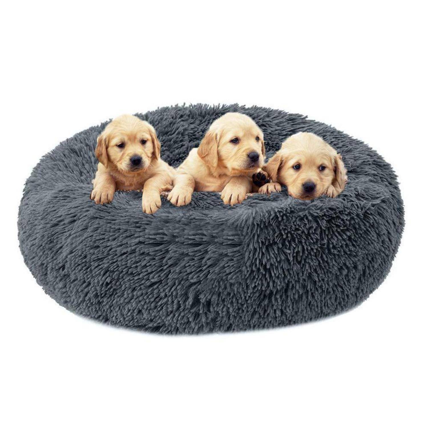 Hundebett Donut-Form abziehbar waschbar 100cm XL dunkelgrau