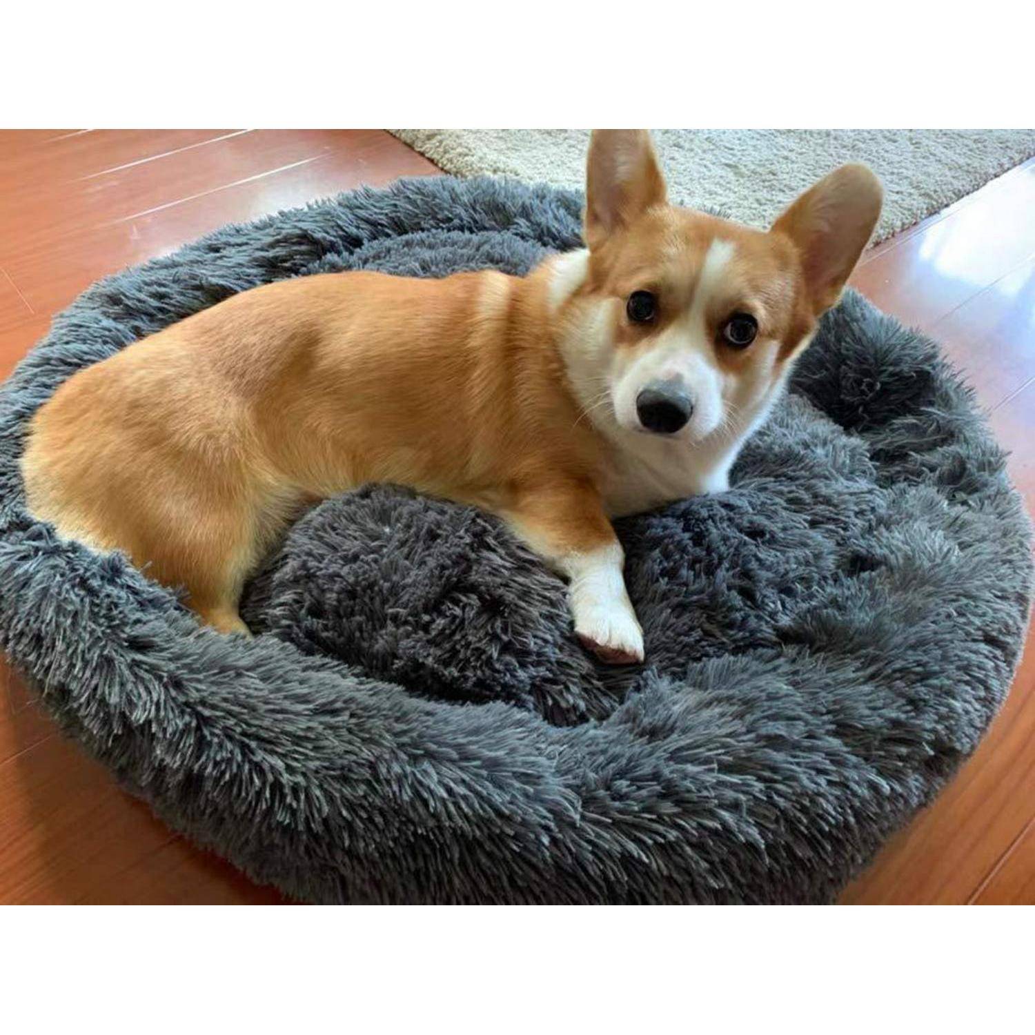 Hundebett Donut-Form abziehbar waschbar 100cm XL dunkelgrau