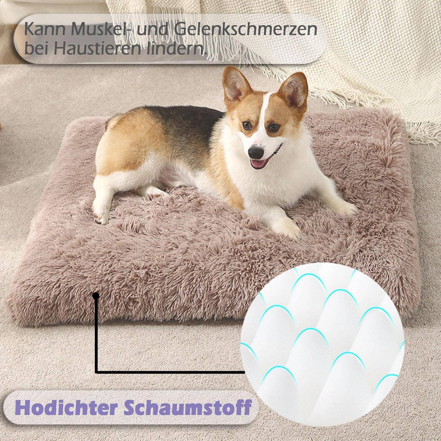 Hundematte Orthopädisch 120x80x10cm Braun Waschbar Rutschfest