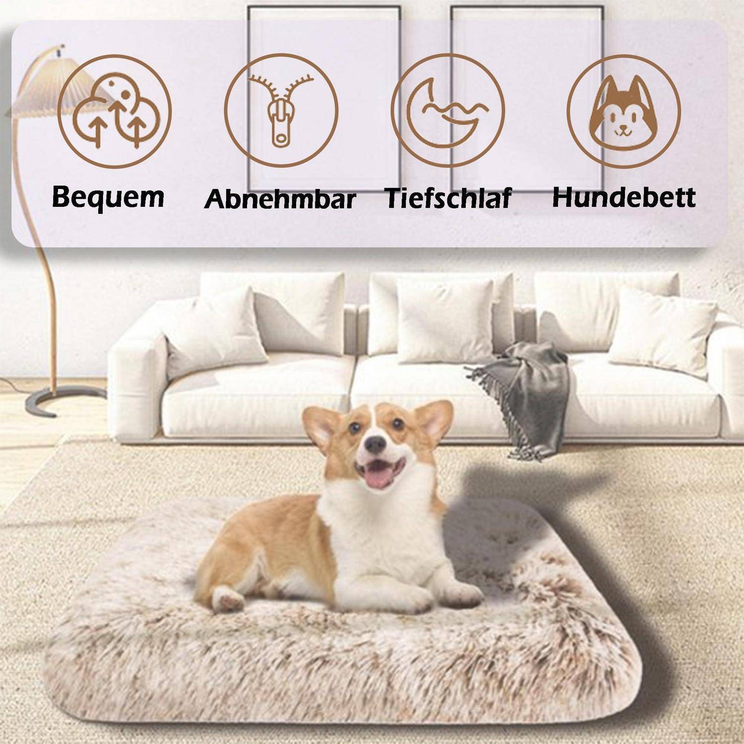 Hundematte Orthopädisch 120x80x10cm Braun Waschbar Rutschfest