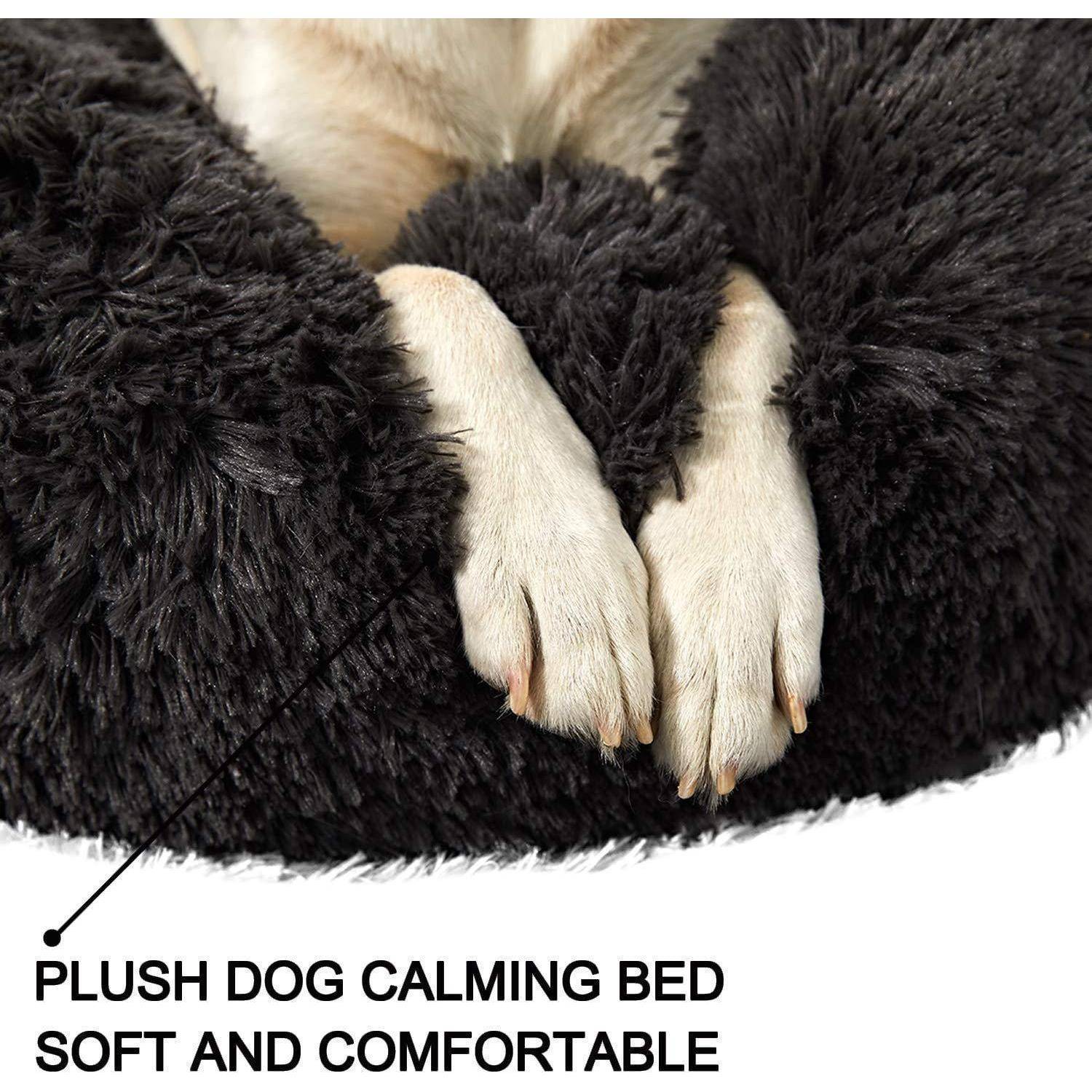 Hundebett Donut rund 80x80x20cm Schwarz waschbar rutschfest