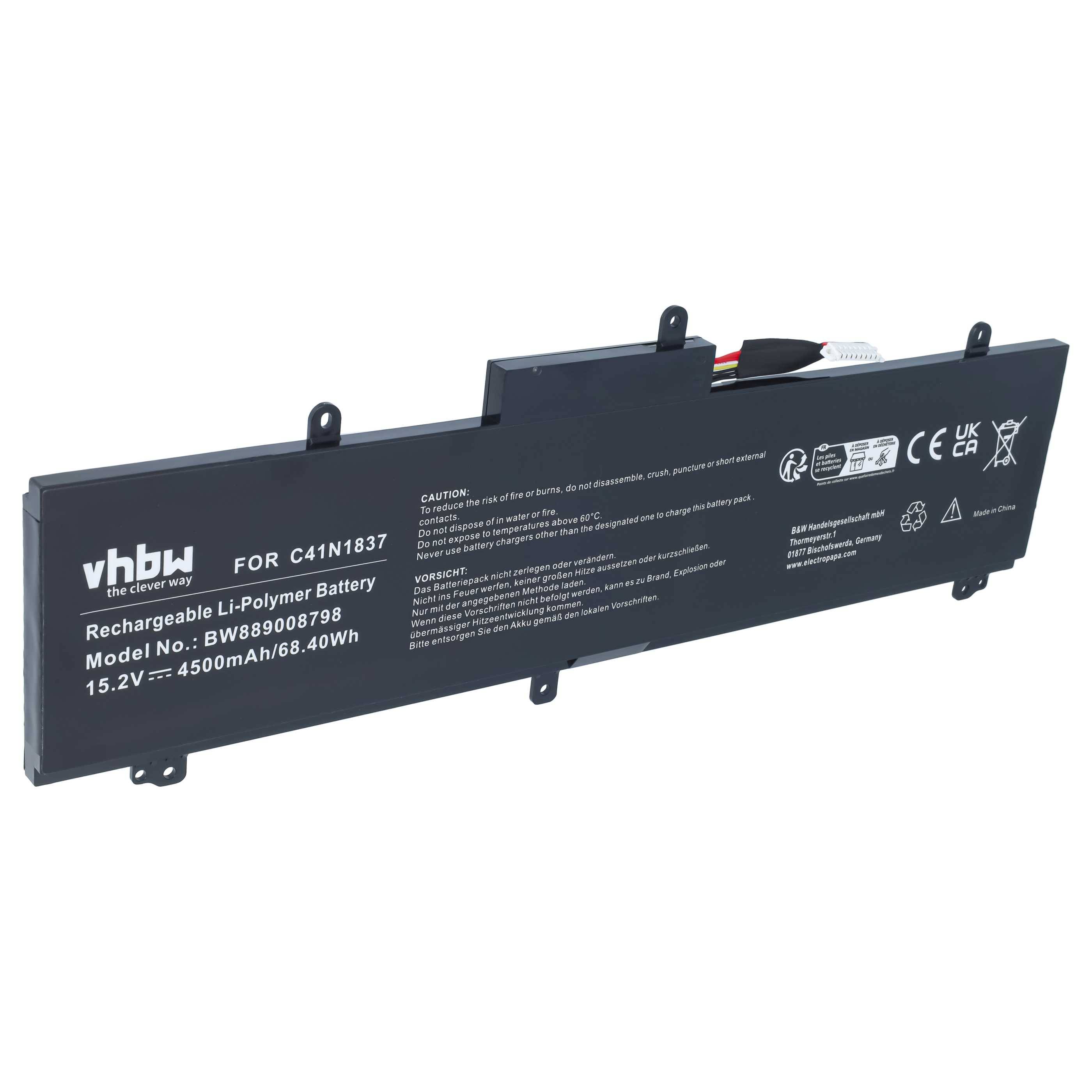 Schwarze Ersatz-Laptop-Batterie mit der Bezeichnung „vhbw