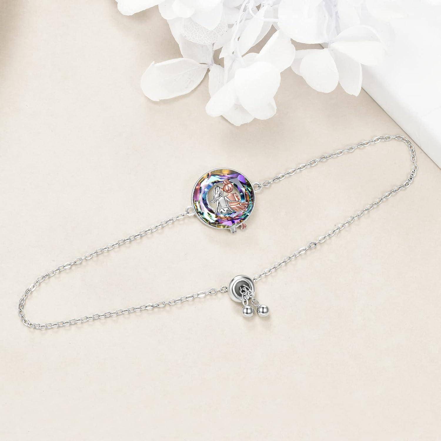 Armband 925 Silber Herz Schwester Freundschaft Geschenk Lila Kristall