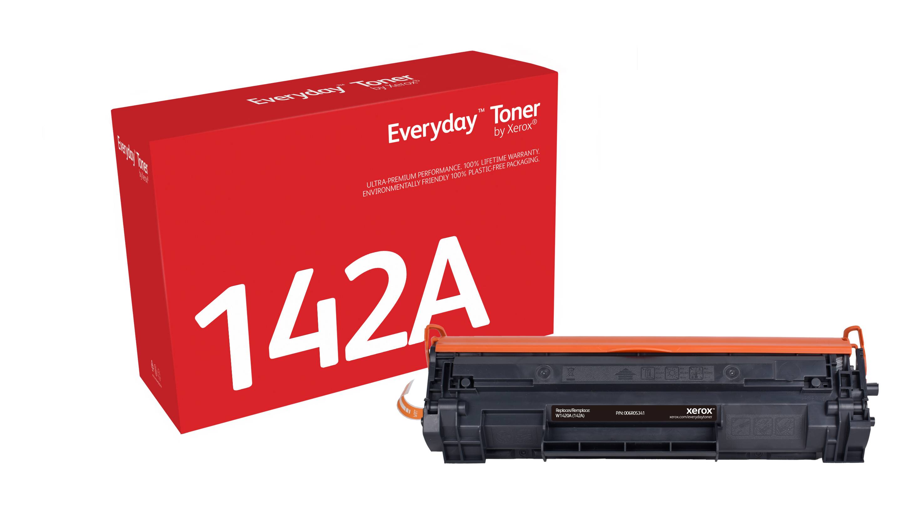 Rote Tonerbox mit der Bezeichnung „142A