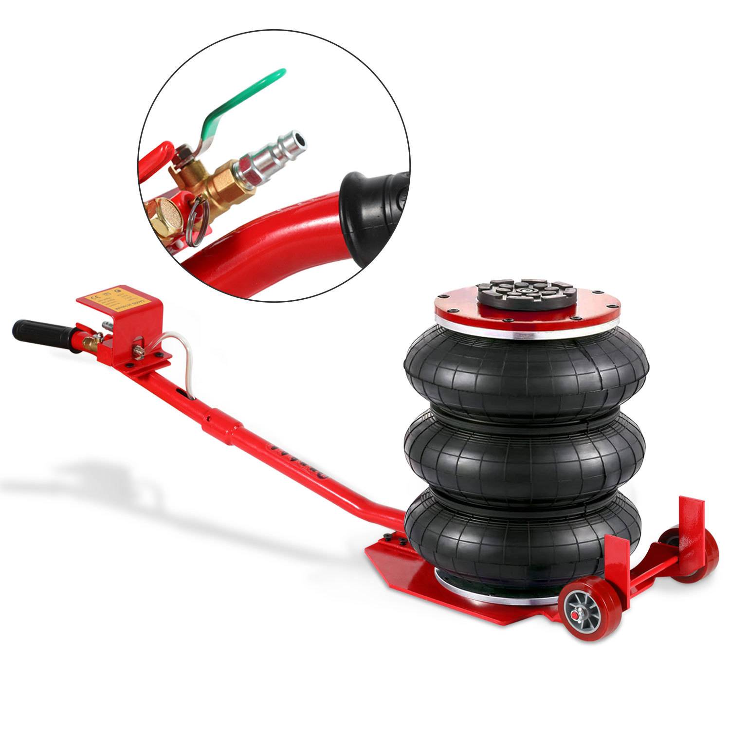 3 t Pneumatik-Wagenheber, 15-40 cm Hubbereich, Langgriff und Rollen