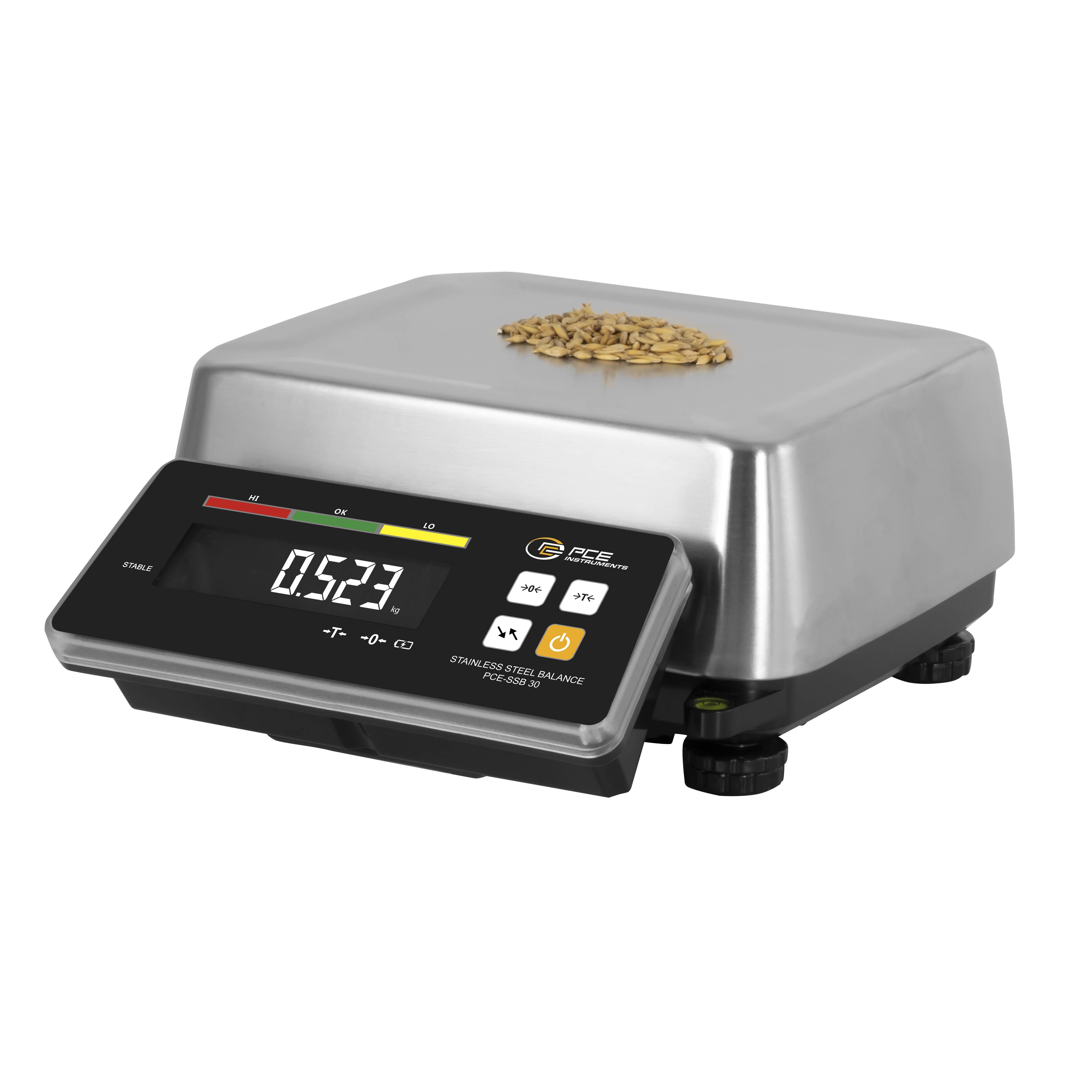 PCE Instruments Edelstahlwaage PCE-SSB 30 mit präziser Gewichtserfassung und Alarmfunktion| 0 … 30 kg |kg, g, lb, oz