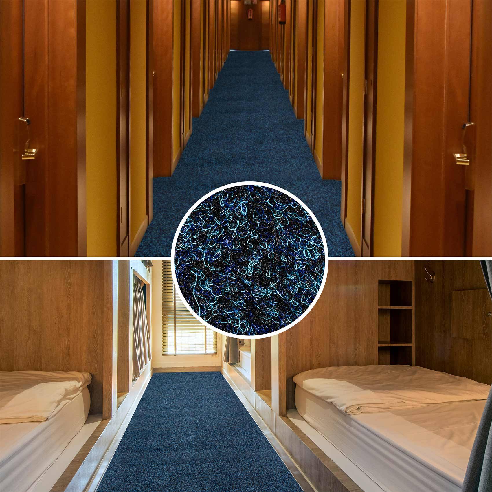 ANRO POET Läufer Blau 100 x 1000 cm Meterware Läufer fürs Wohnzimmer