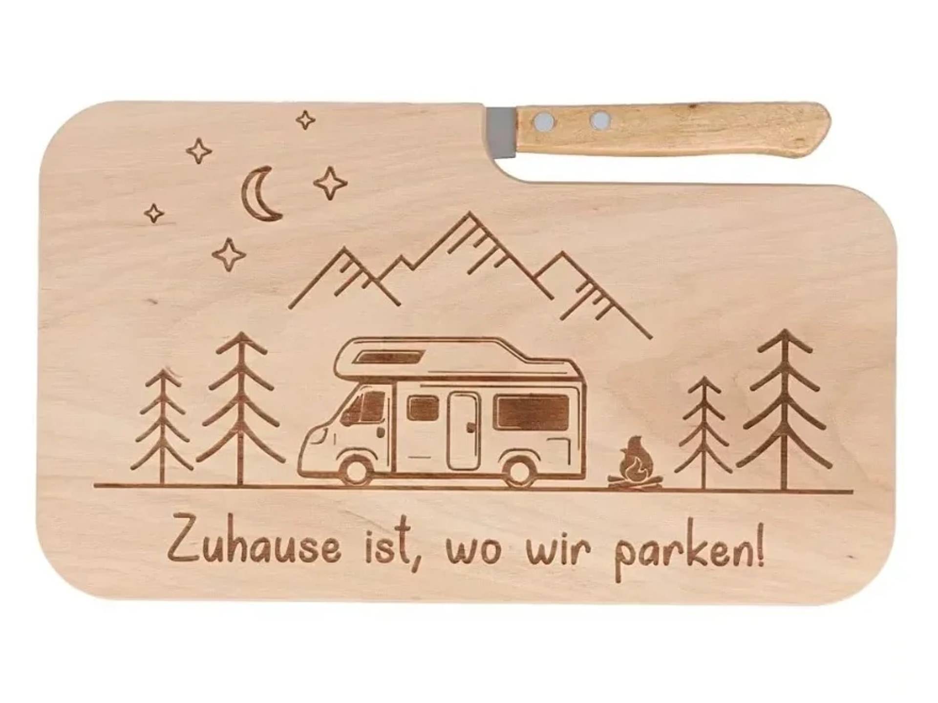 Schneidebrett Camping mit Messer