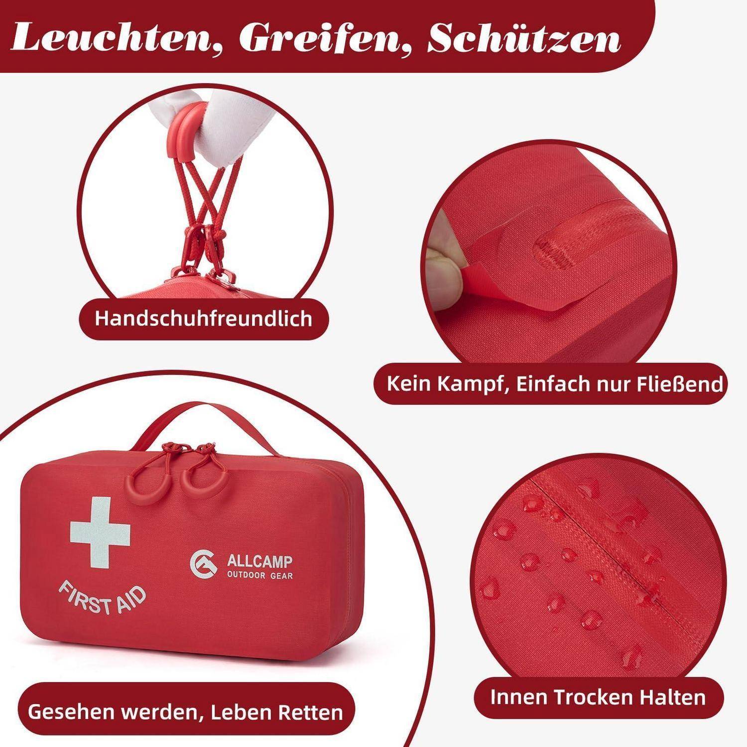 Allcamp Erste Hilfe Tasche Rot TPU Wasserabweisend Kompakt