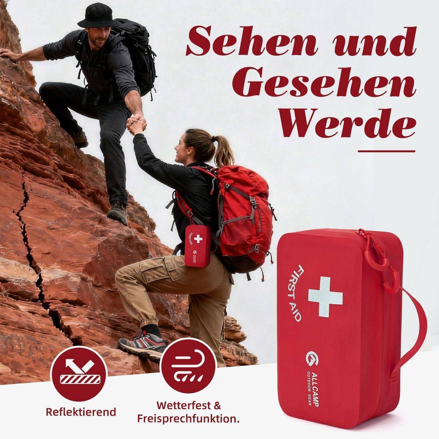 Allcamp Erste Hilfe Tasche Rot TPU Wasserabweisend Kompakt