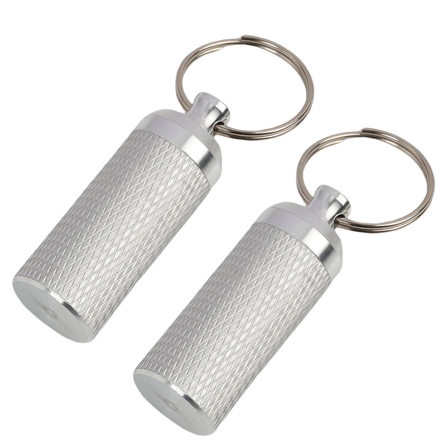 2x Mini Pillendose Edelstahl Schlüsselanhänger Wasserdicht Kompakt