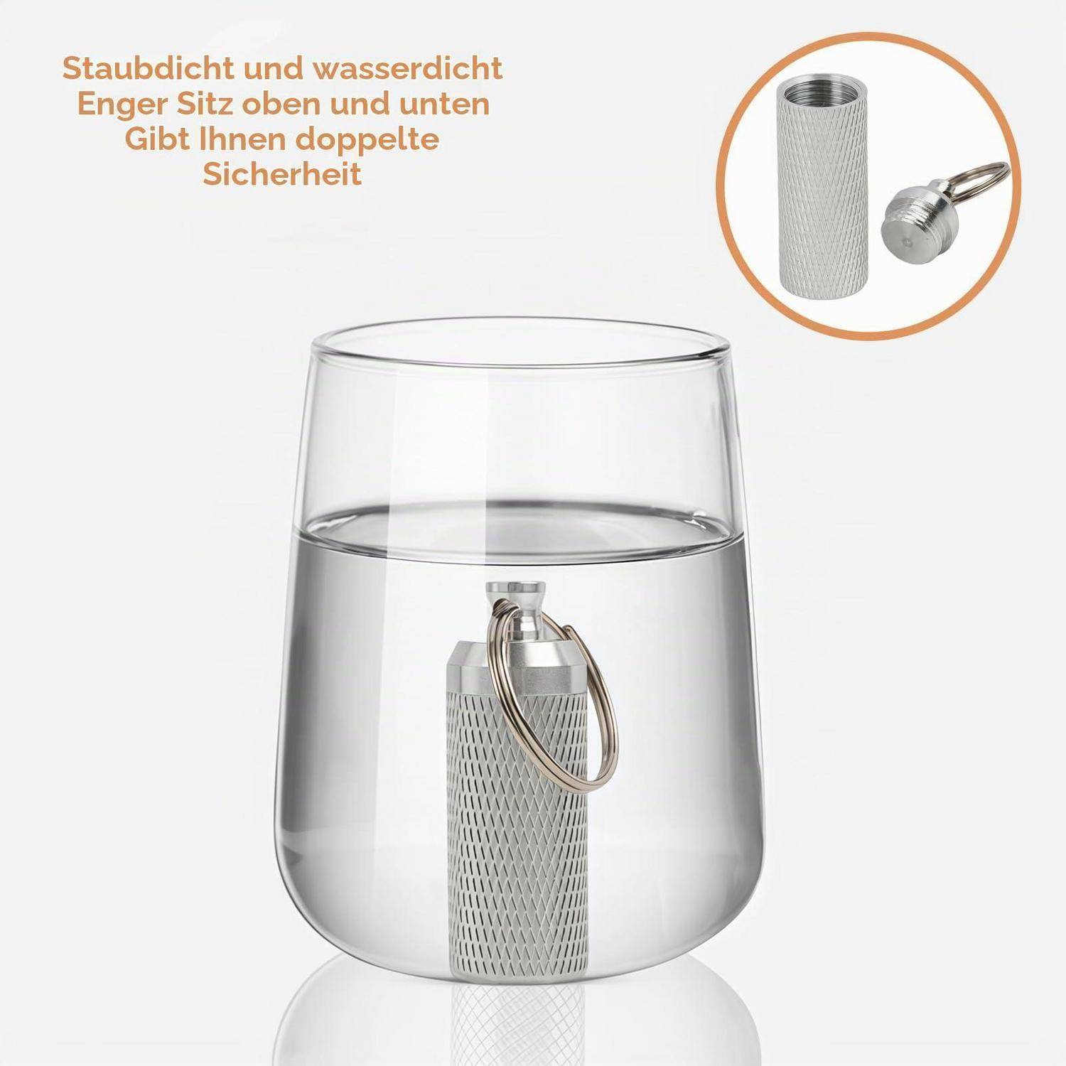 2x Mini Pillendose Edelstahl Schlüsselanhänger Wasserdicht Kompakt