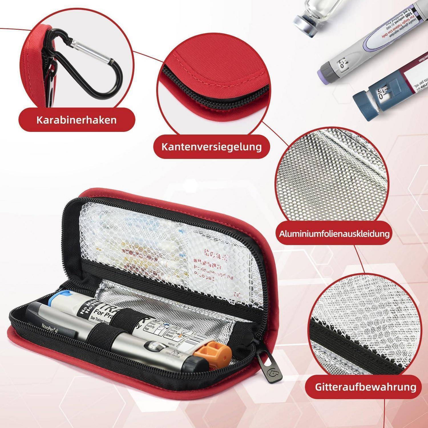 ALLCAMP Medikamententasche Rot mit Karabiner