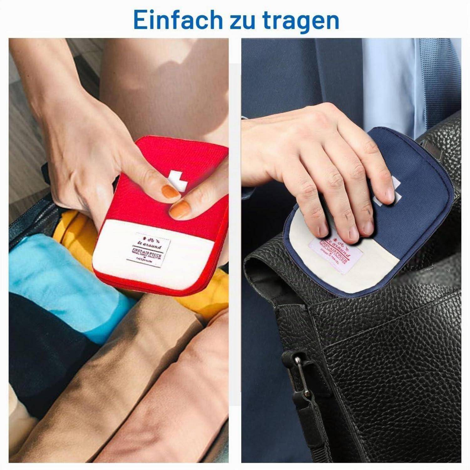 Reiseapotheke Tasche Leer 2 Stück, Wasserdicht, Oxford Stoff, 15x10.5x2cm