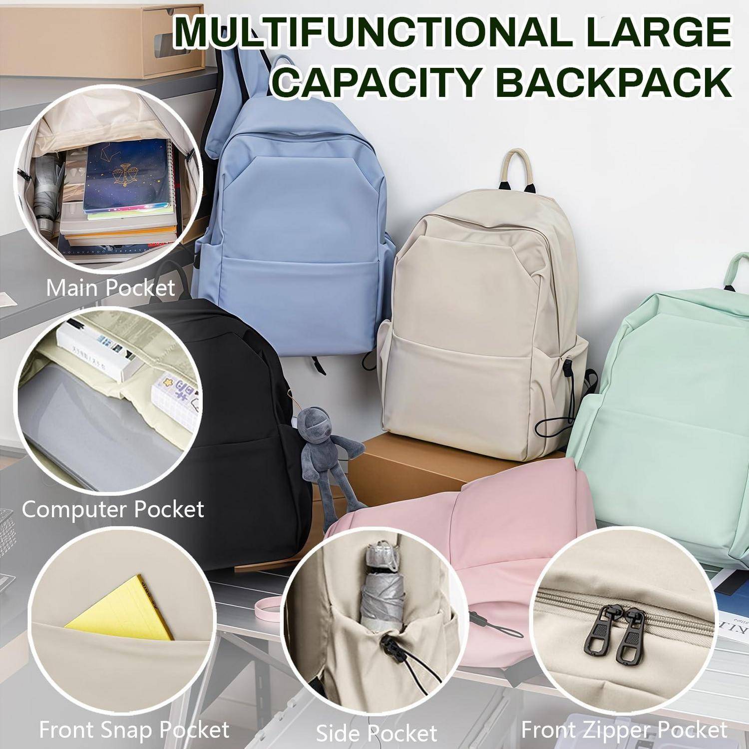 Aucuu Rucksack 15,6 Zoll Laptop wasserabweisend Rosa