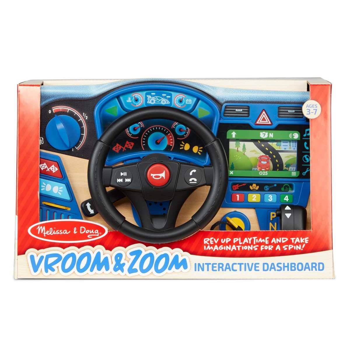 Melissa &amp; Doug Vroom and Zoom Armaturbrett Holz Lenkrad Licht Soundeffekten 3+