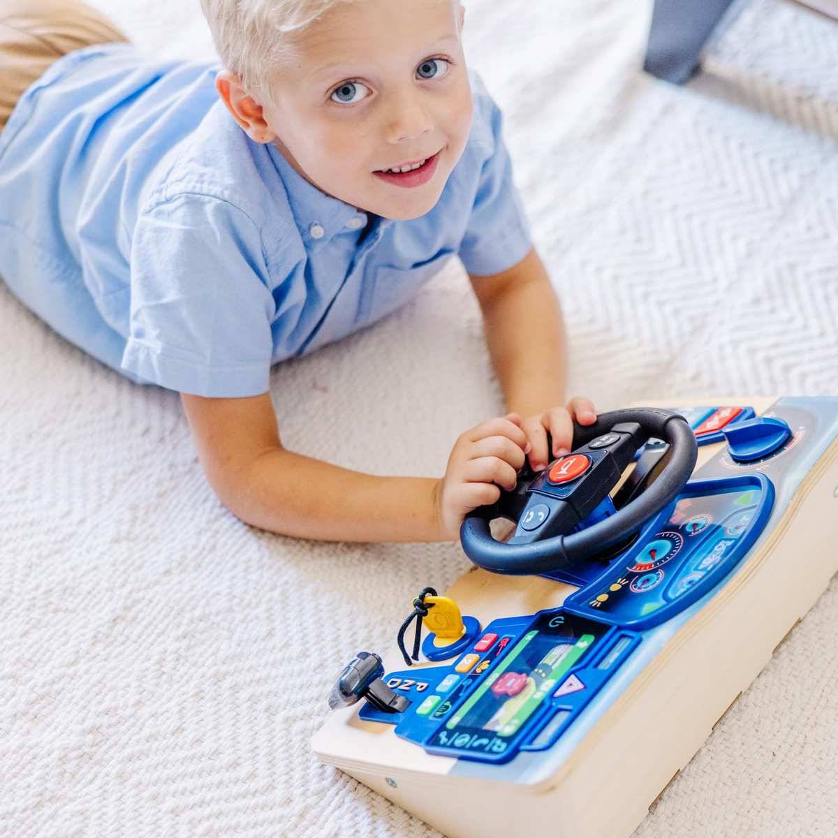Melissa &amp; Doug Vroom and Zoom Armaturbrett Holz Lenkrad Licht Soundeffekten 3+