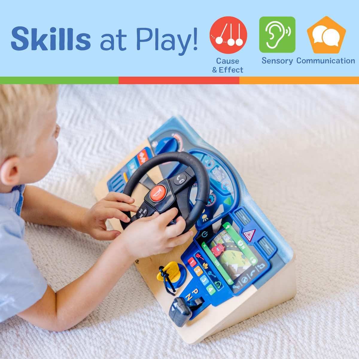 Melissa &amp; Doug Vroom and Zoom Armaturbrett Holz Lenkrad Licht Soundeffekten 3+
