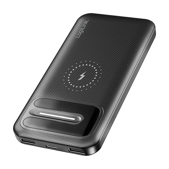 Logilink Mobile Power Bank, LiPo, 10.000 mAh, wireless charging, black Energie & USV Powerbanks