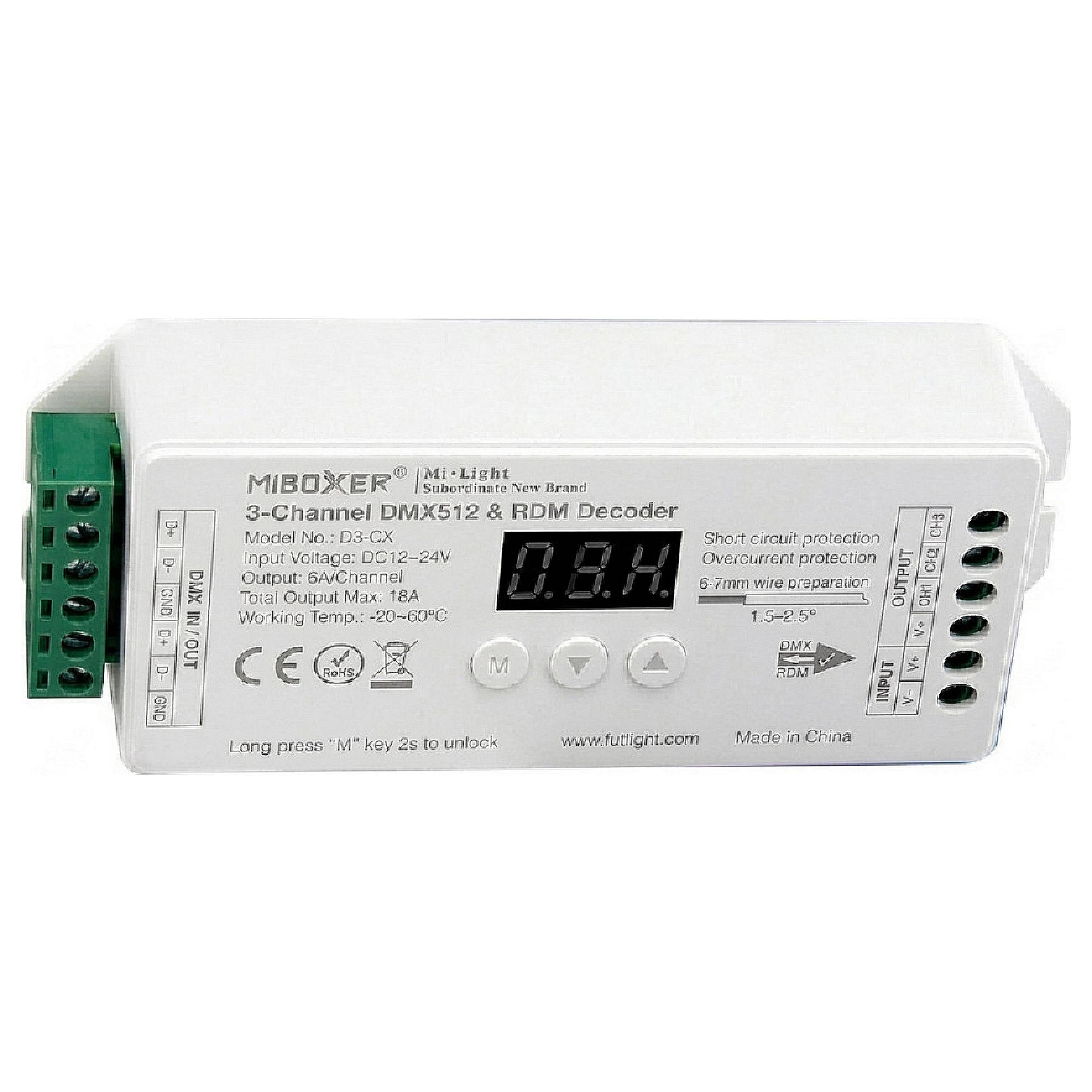 LED DMX 3-Kanal LED Controller DMX-Serie *Milight/Miboxer* Baumarkt & Garten Beleuchtung Außen- &