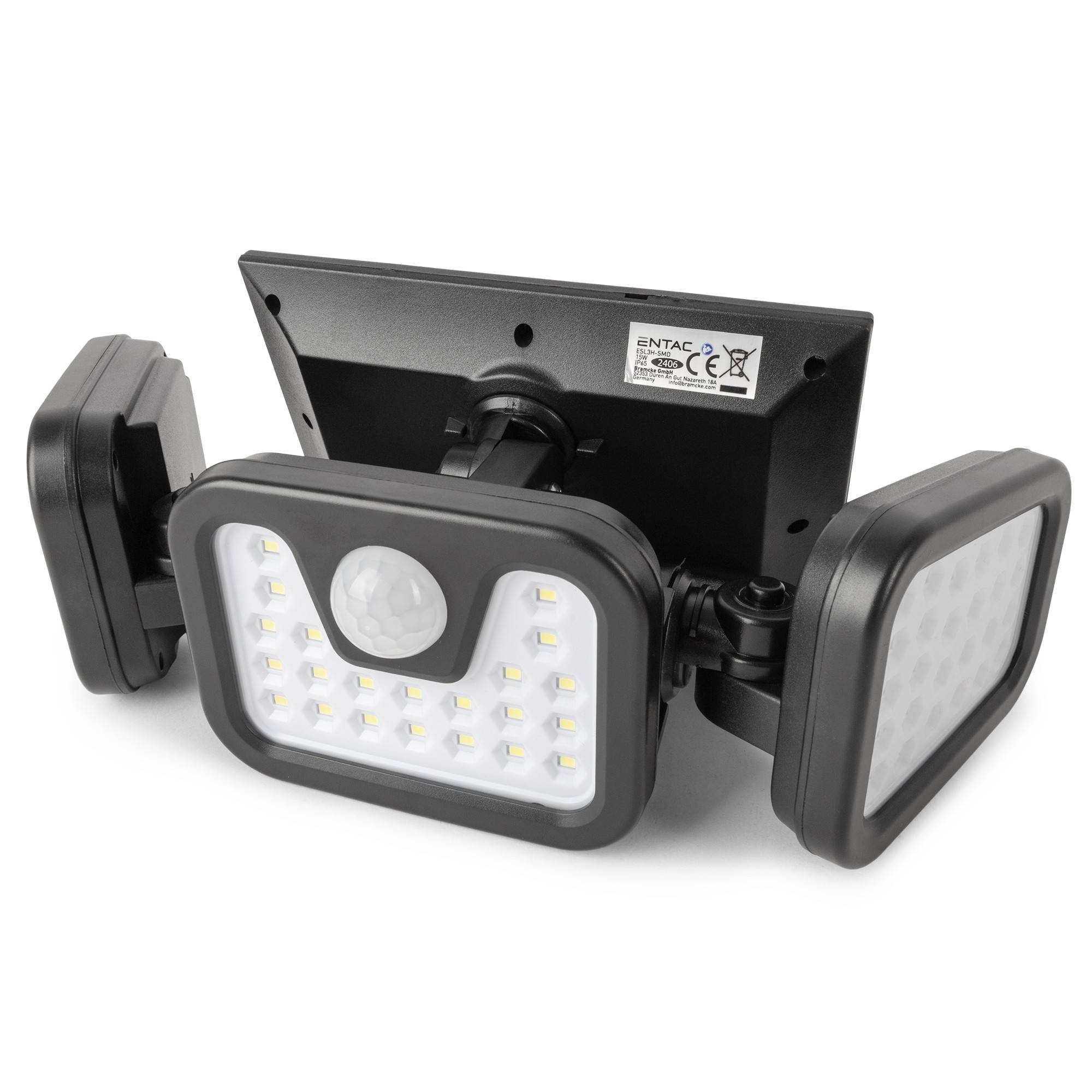 Entac Wandlampe outdoor mit PIR & Solarfunktion 3fach Multimedia-Technik Leuchtmittel