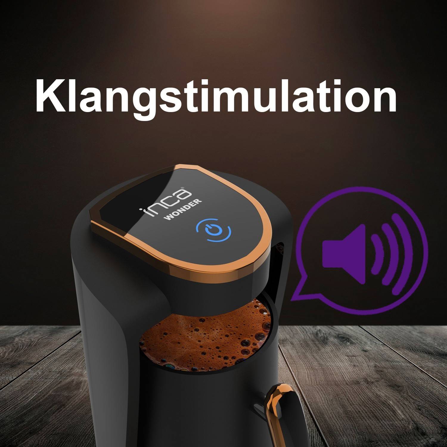 InkA Wonder Kaffeemaschine mit dem Wort „Klangstimulation