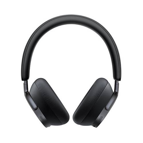 Schwarze Over-Ear-Kopfhörer mit Wireless-Funktion, isoliert auf weißem Hintergrund dargestellt.