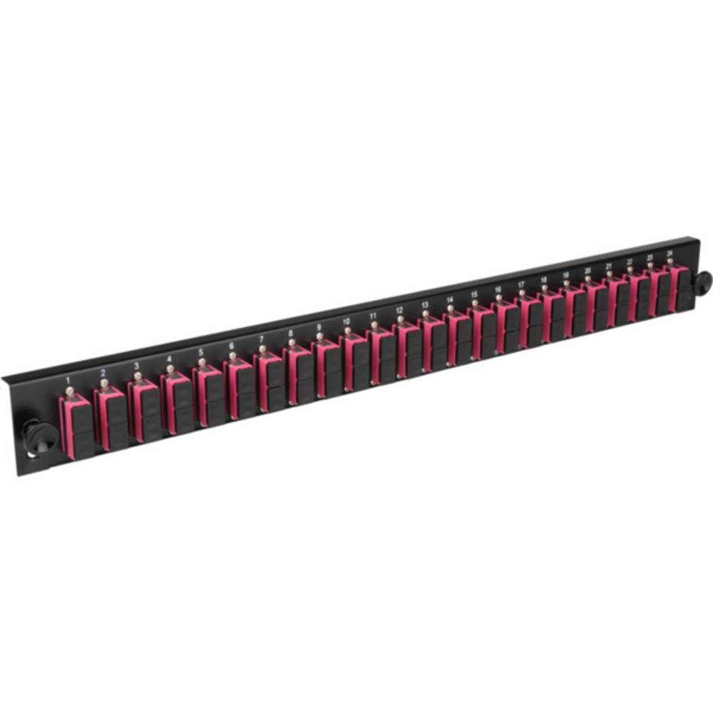 Glasfaser Verteiler Bestückte Frontblende mit 24 x SC Duplex, Kupplung OS2 vertikal, schwarz - 1 =