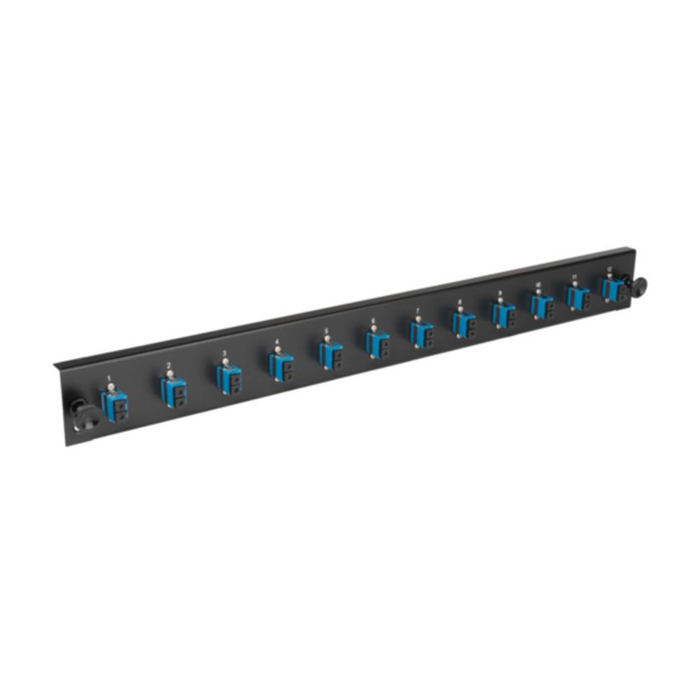 Glasfaser Verteiler Bestückte Frontblende mit 24 x SC Duplex, Kupplung OM3 vertikal, schwarz - 1 =