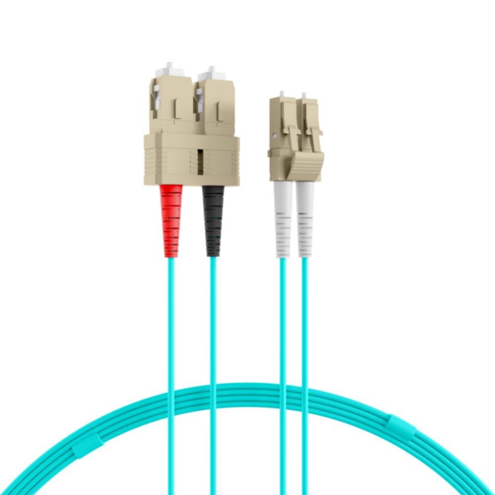 Glasfaser Patchkabel Duplex LC-SC OM3, 10m LSZH 2mm aqua - 1 VPE = 14 Stï¿½ck OM3