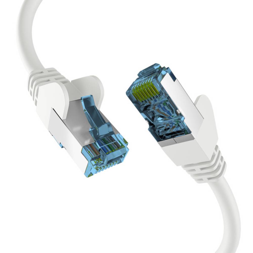 Patchkabel RJ45 PATCHKABEL mit CAT7 ROHKABEL WEISS 1,5m, S/FTP PIMF Netzwerkkabel LAN DSL - 1 VPE =