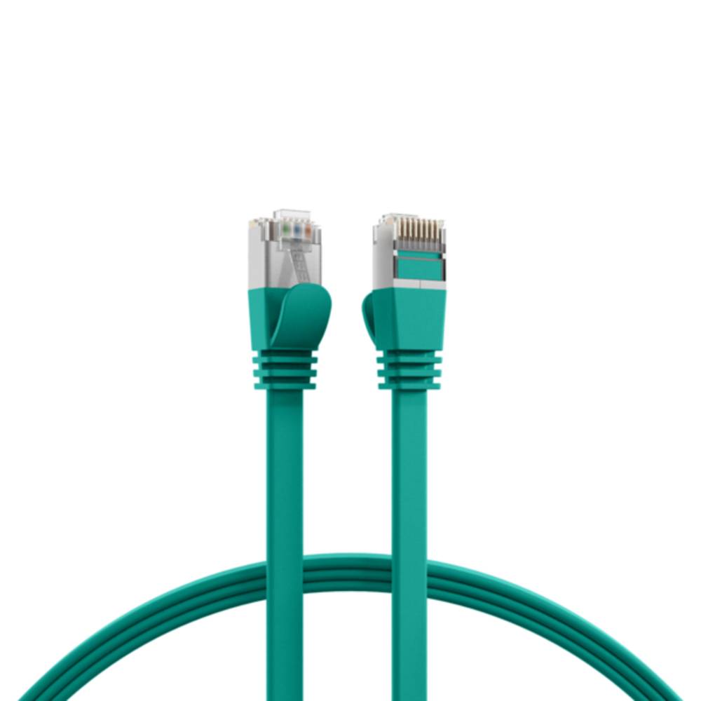 Patchkabel RJ45 Flachpatchkabel Cat.6A U/FTP PVC, grün 3m - 1 VPE = 10 Stï¿½ck Kupferverkabelung