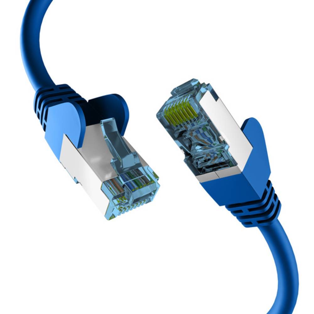 Patchkabel RJ45 PATCHKABEL mit CAT7 ROHKABEL BLAU 0,25m, S/FTP PIMF Netzwerkkabel LAN DSL - 1 VPE =