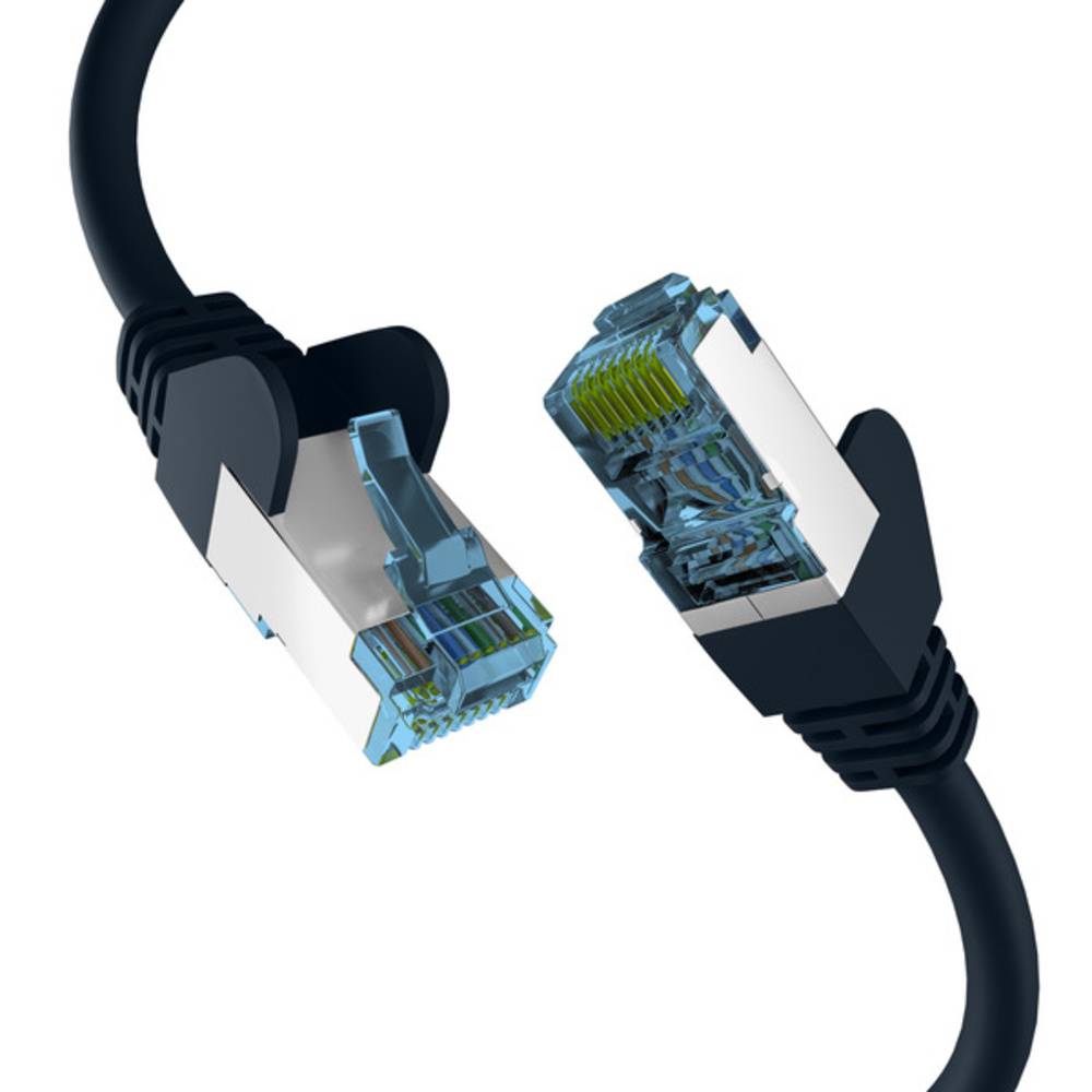 Patchkabel RJ45 PATCHKABEL mit CAT7 ROHKABEL SCHWARZ 2m, S/FTP PIMF Netzwerkkabel LAN DSL - 1 VPE =