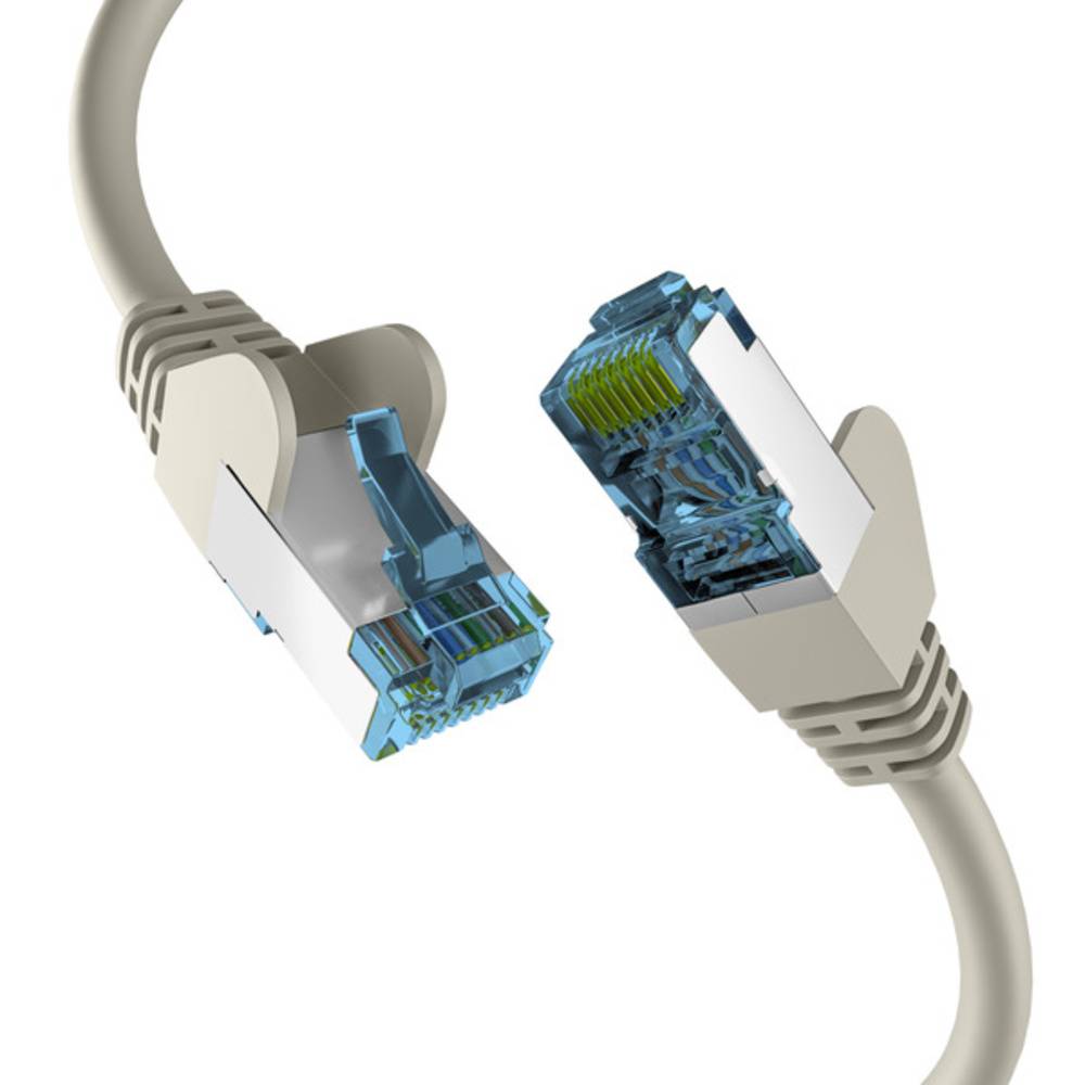 Patchkabel RJ45 PATCHKABEL mit CAT7 ROHKABEL GRAU 10m, S/FTP PIMF Netzwerkkabel LAN DSL - 1 VPE = 5