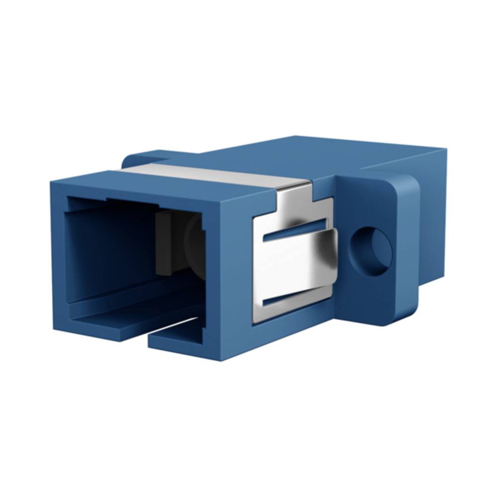 Blauer Lichtwellenleiterkabelstecker mit rechteckigem Anschluss und Metallverriegelung