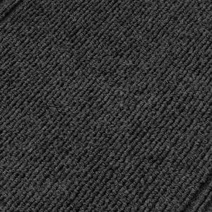 Nahaufnahme eines dunkelgrauen Webstoffs mit einer diagonal gerippten Struktur.