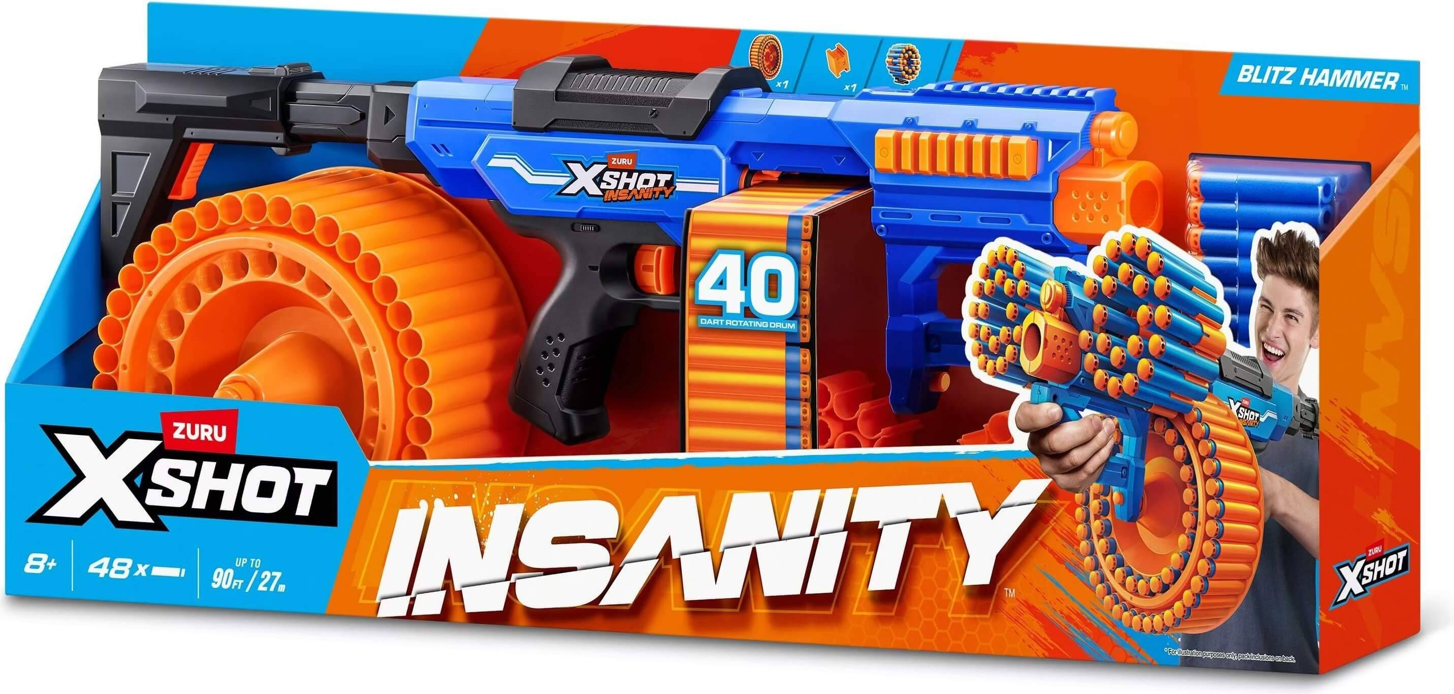 Zuru 36927 - Insanity Blitz Hammer Blaster mit 48 Darts