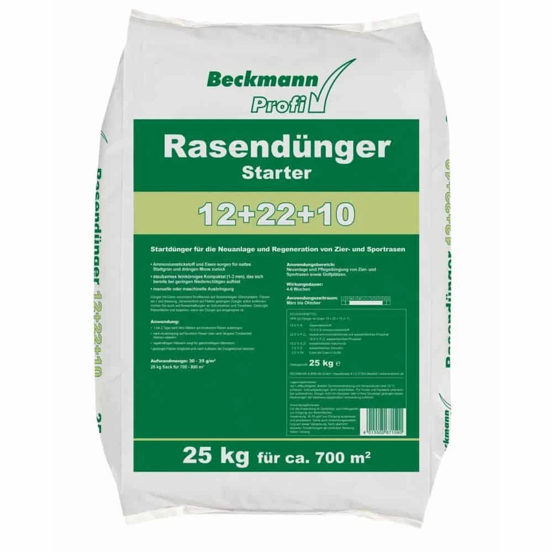 Beckmann Profi 'Rasendünger Starter' Rasendünger, gekennzeichnet mit 12+22+10, 25 kg für etwa 700 m².