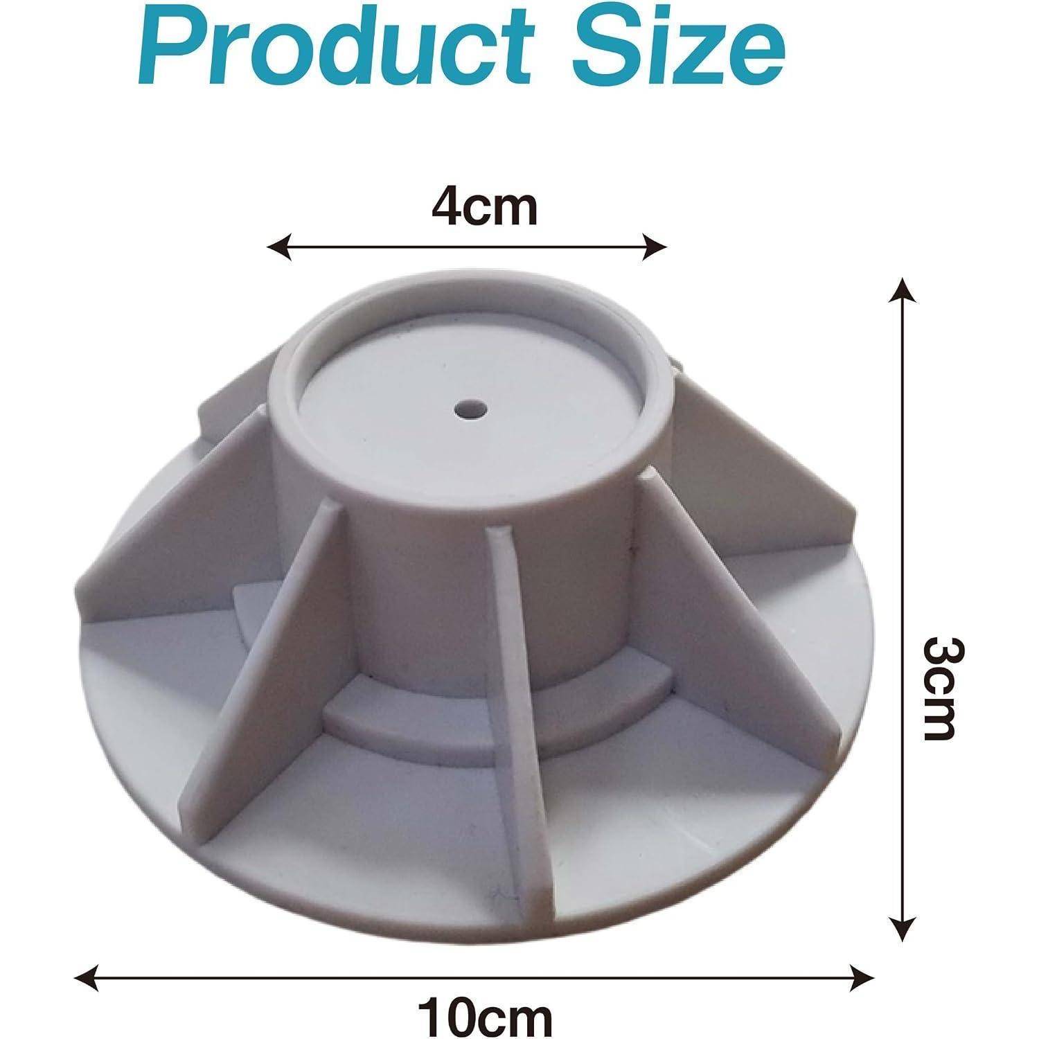 Größendiagramm eines runden Kunststoffteils, gekennzeichnet mit 10 cm Breite, 3 cm Höhe und 4 cm über der oberen Kante.