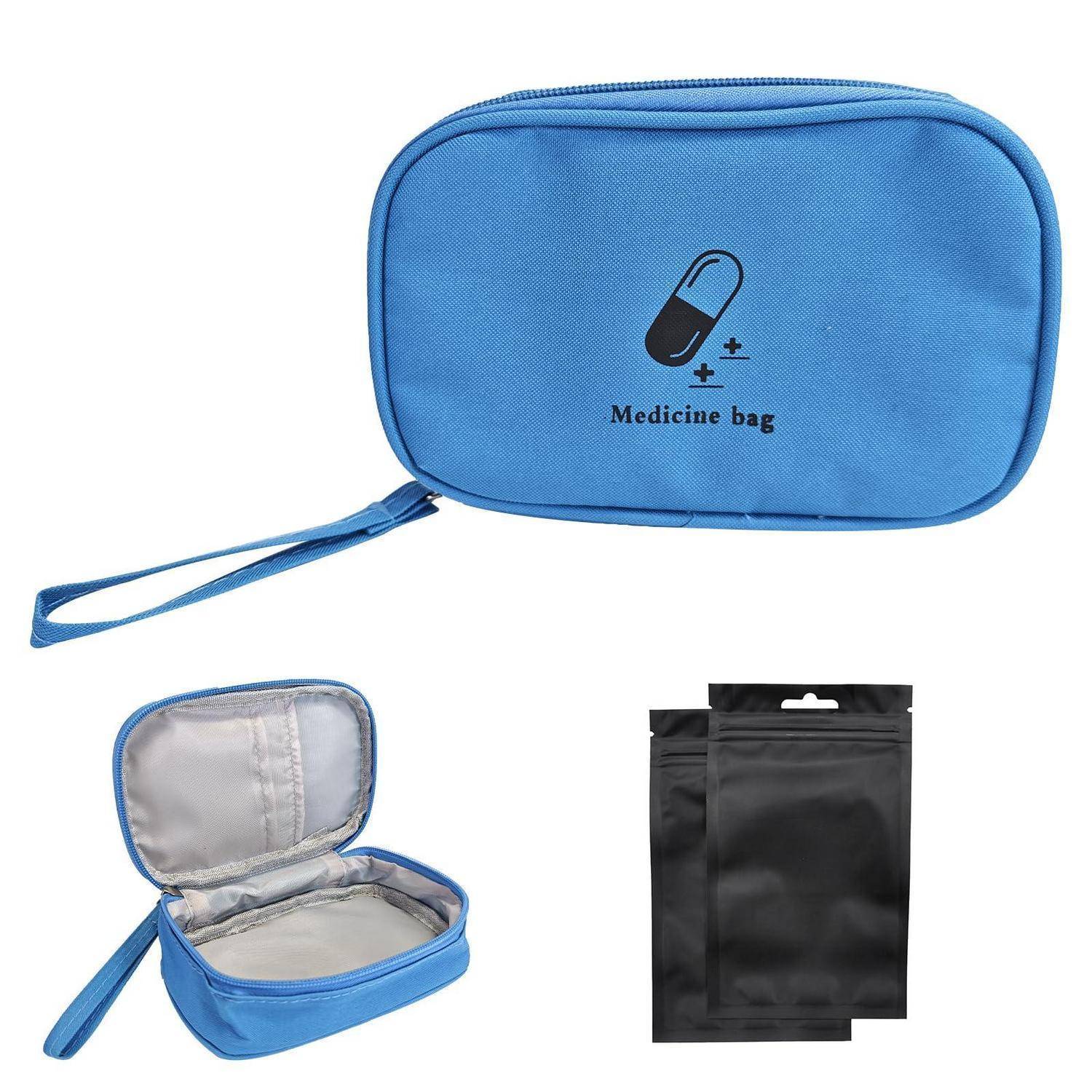 Erste Hilfe Tasche leer blau wasserdicht mit 3 Fächern und 2 Zusatzbeuteln