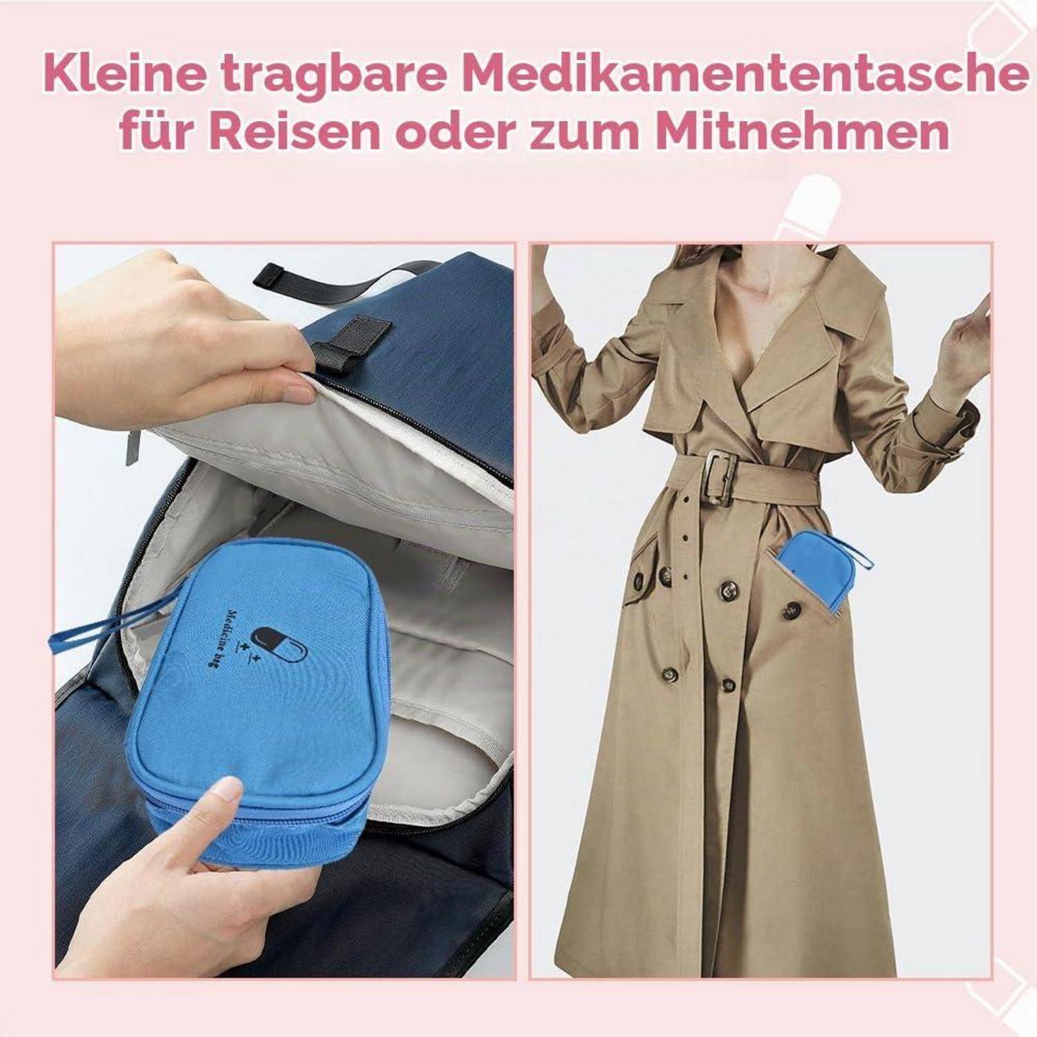 Erste Hilfe Tasche leer blau wasserdicht mit 3 Fächern und 2 Zusatzbeuteln