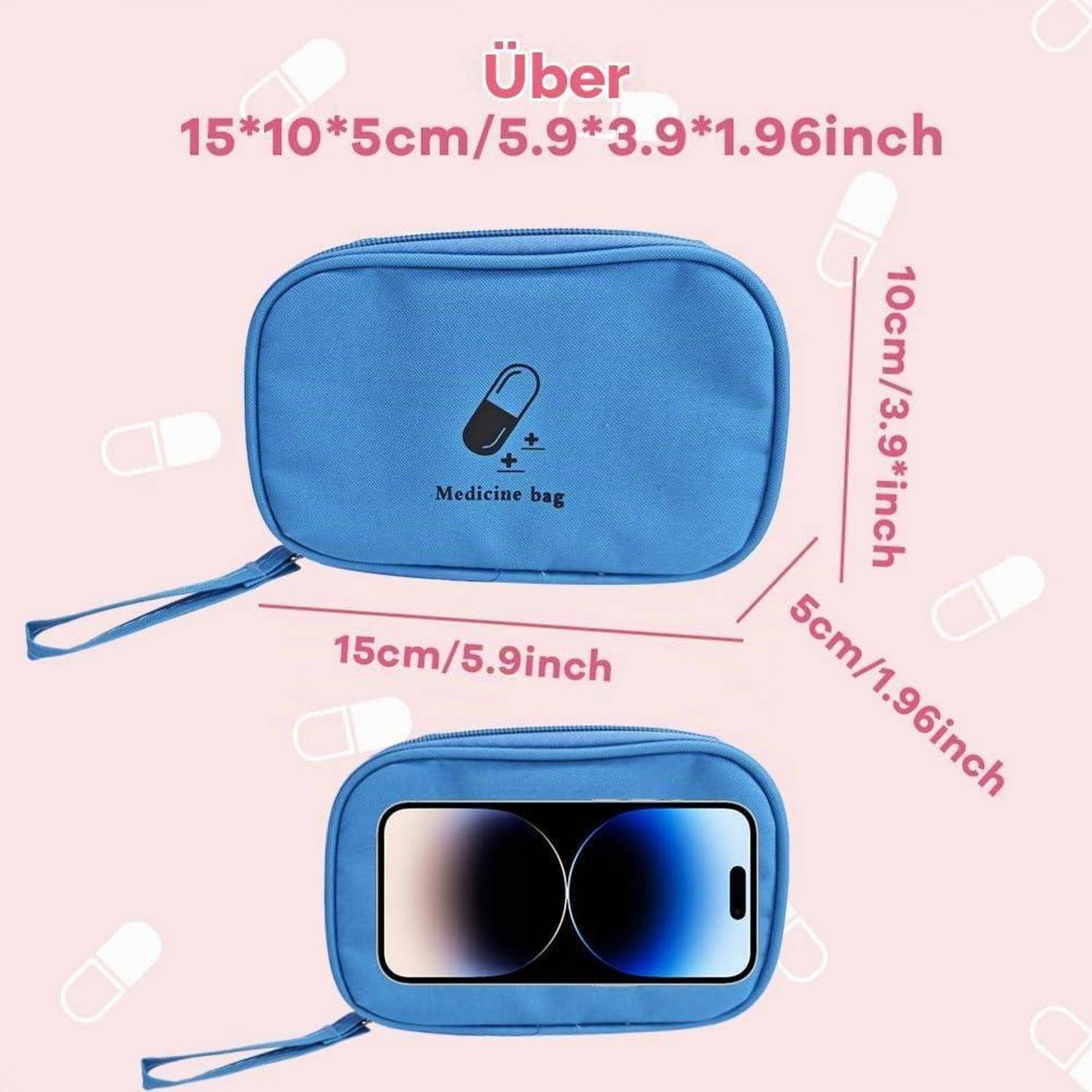 Erste Hilfe Tasche leer blau wasserdicht mit 3 Fächern und 2 Zusatzbeuteln
