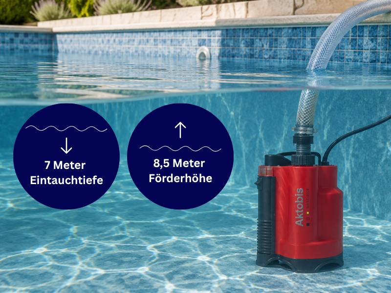 WDH Schmutzwasserpumpe WDH-SP750 - 10m Kabel - integrierter Schwimmer - Förderhöhe 8,5m - Fördermenge 13.000l/h