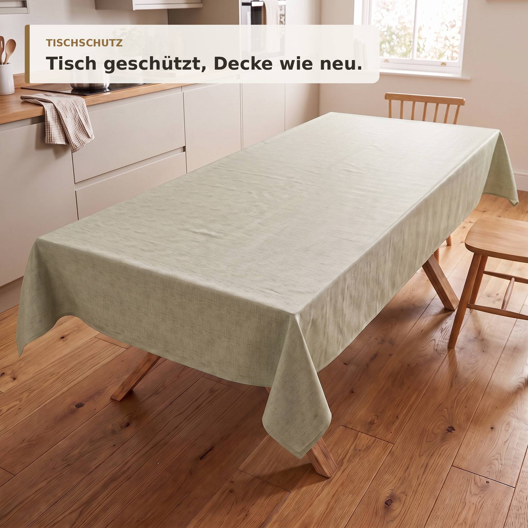 ANRO Wachstuchtischdecke Irene Leinenoptik eckig 100 x 140 cm Schnittkante