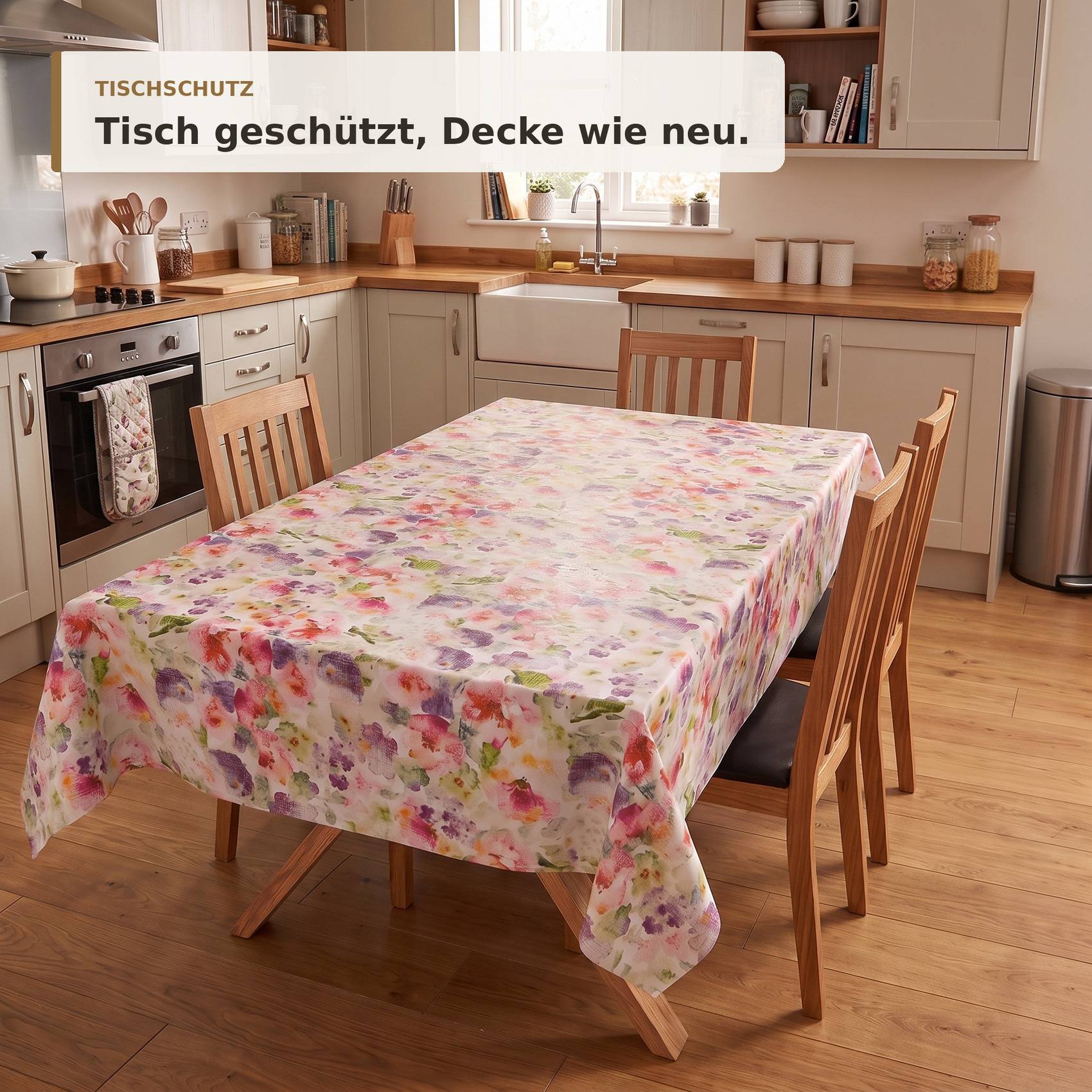 ANRO Wachstuchtischdecke Cintia Aquarellblumen Rolle 10 m Schnittkante
