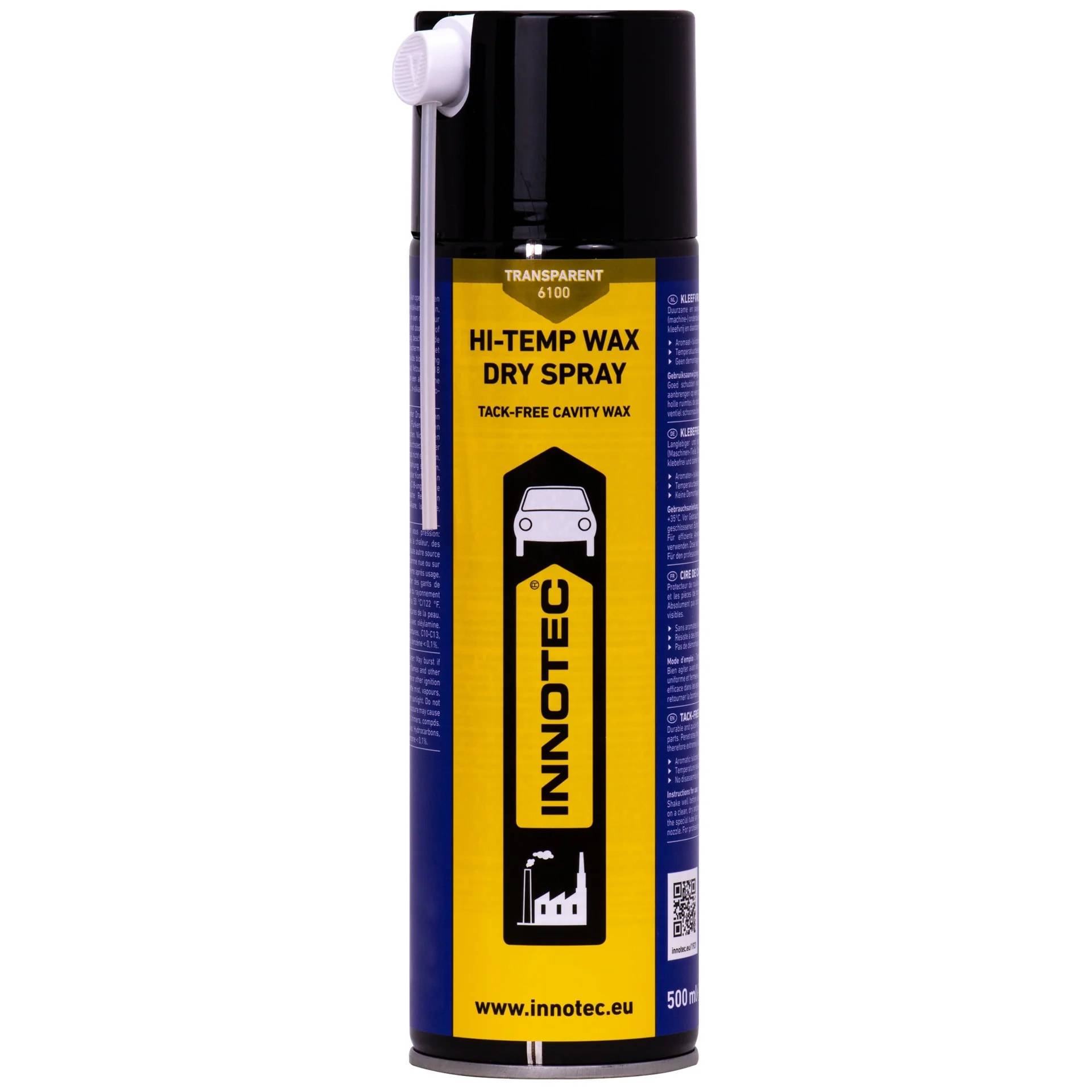 Dose Innotec Hi-Temp Wax Dry Spray, transparentes grifffreies Hohlraumwachs, 500 ml.