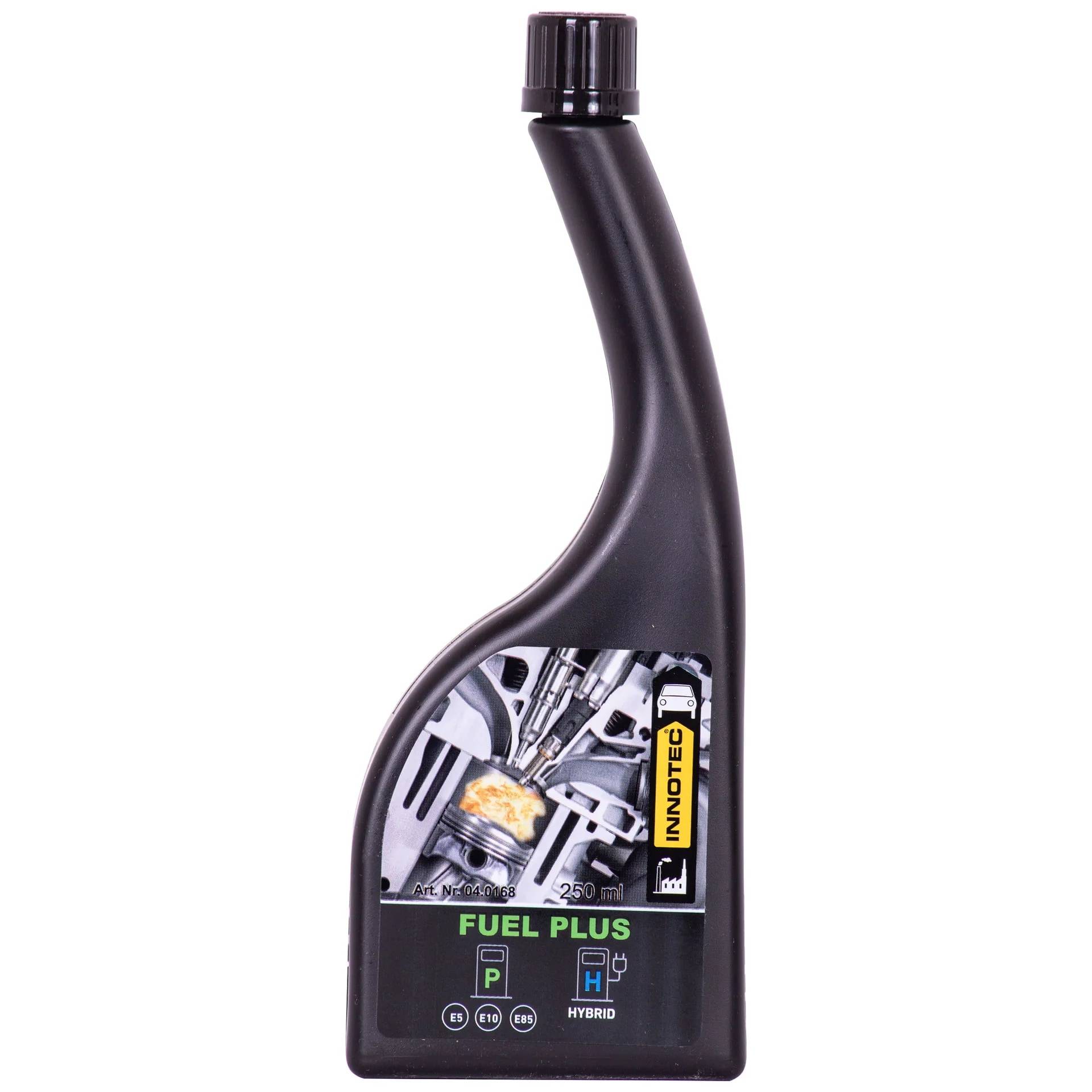 Schwarze Brennstoffzusatzflasche mit der Bezeichnung 