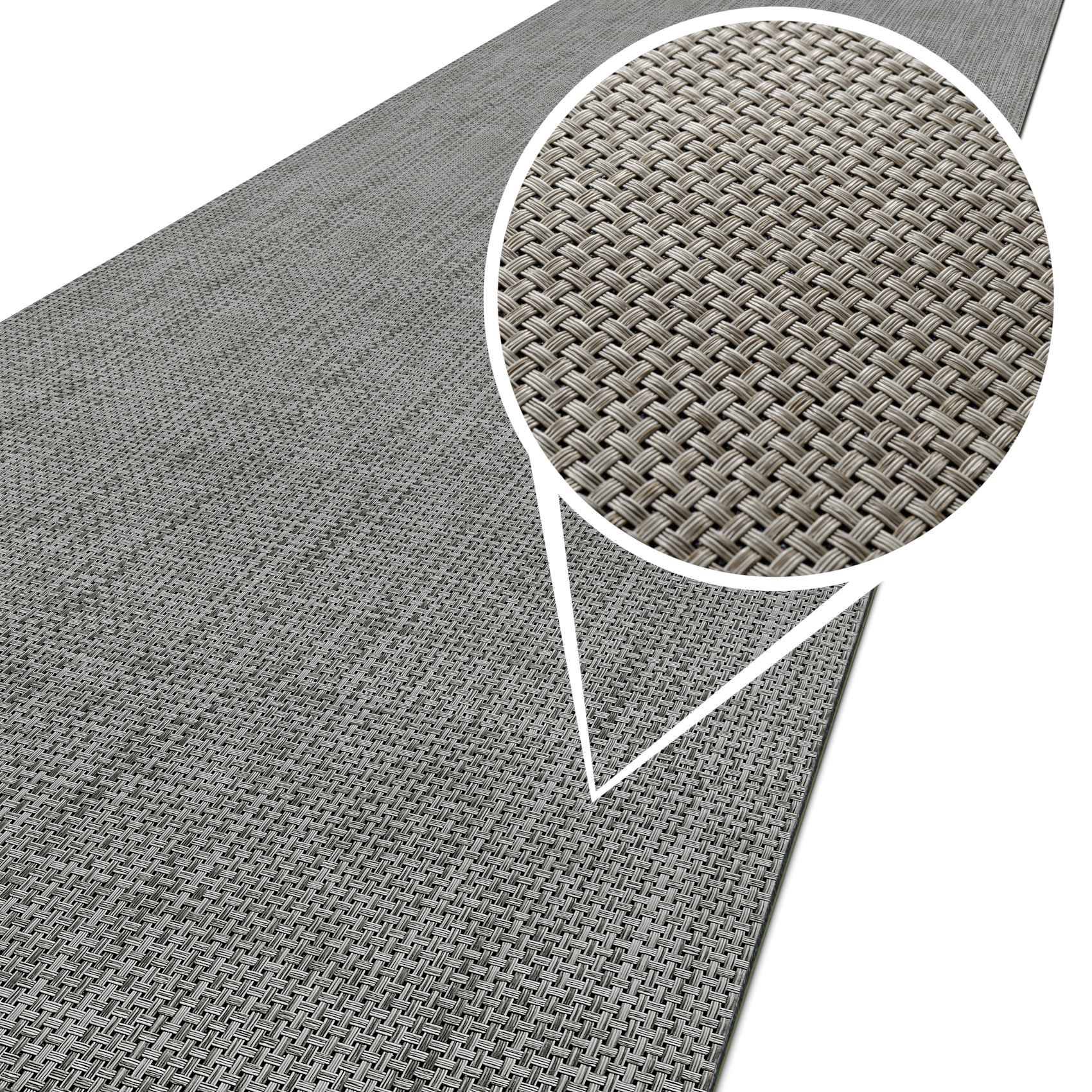 ANRO TATAMI Läufer Grau 100 x 500 cm Rattanoptik für innen und außen