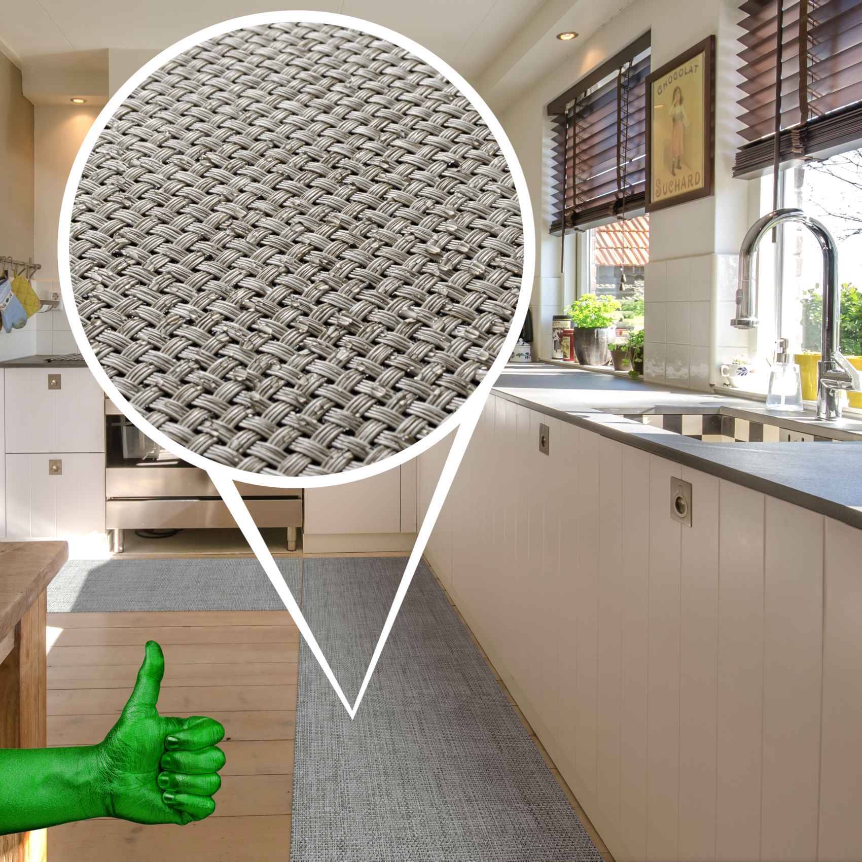 ANRO TATAMI Läufer Grau 100 x 500 cm Rattanoptik für innen und außen